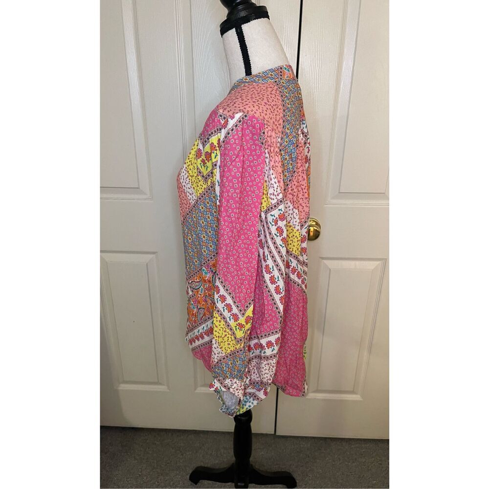 Fate Women's Boho Chic Patchwork Blouse Multicolo… - image 4